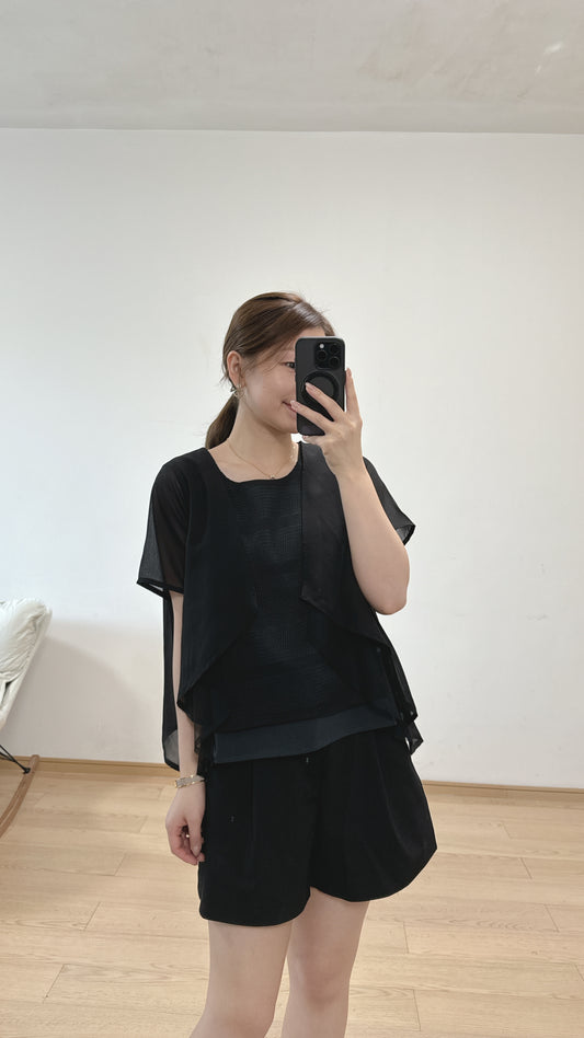 B371《8月新品：舒服飄飄圓領Tee》(黑色）